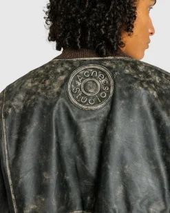 Acne Studios Leather Bomber Jacket- Outerwear