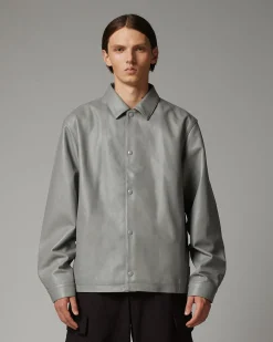 Highsnobiety HS05 Leather Shirt Jacket Beige- Outerwear