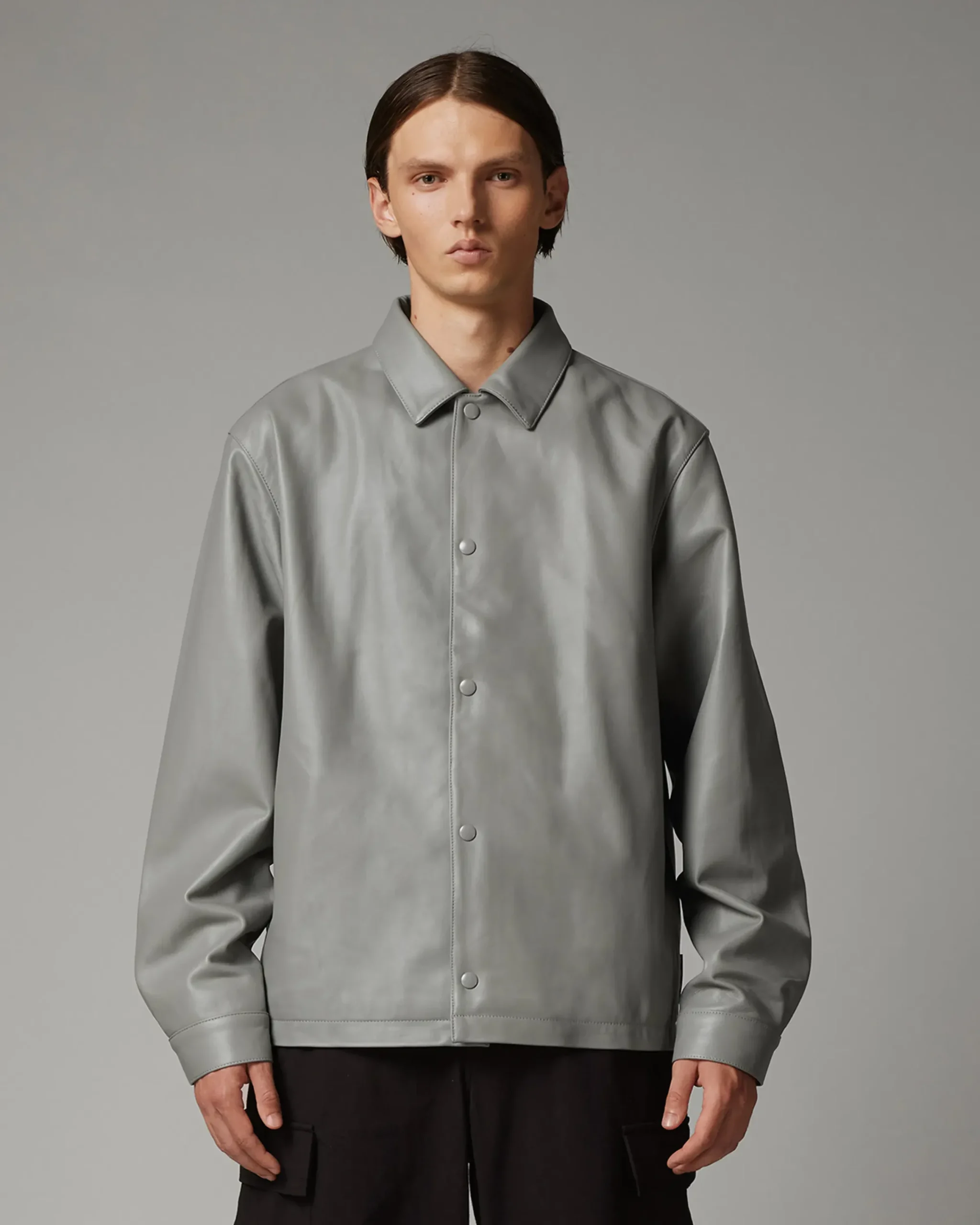 Highsnobiety HS05 Leather Shirt Jacket Beige- Outerwear