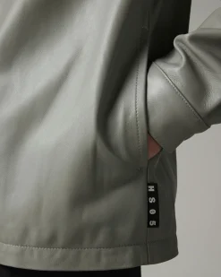 Highsnobiety HS05 Leather Shirt Jacket Beige- Outerwear
