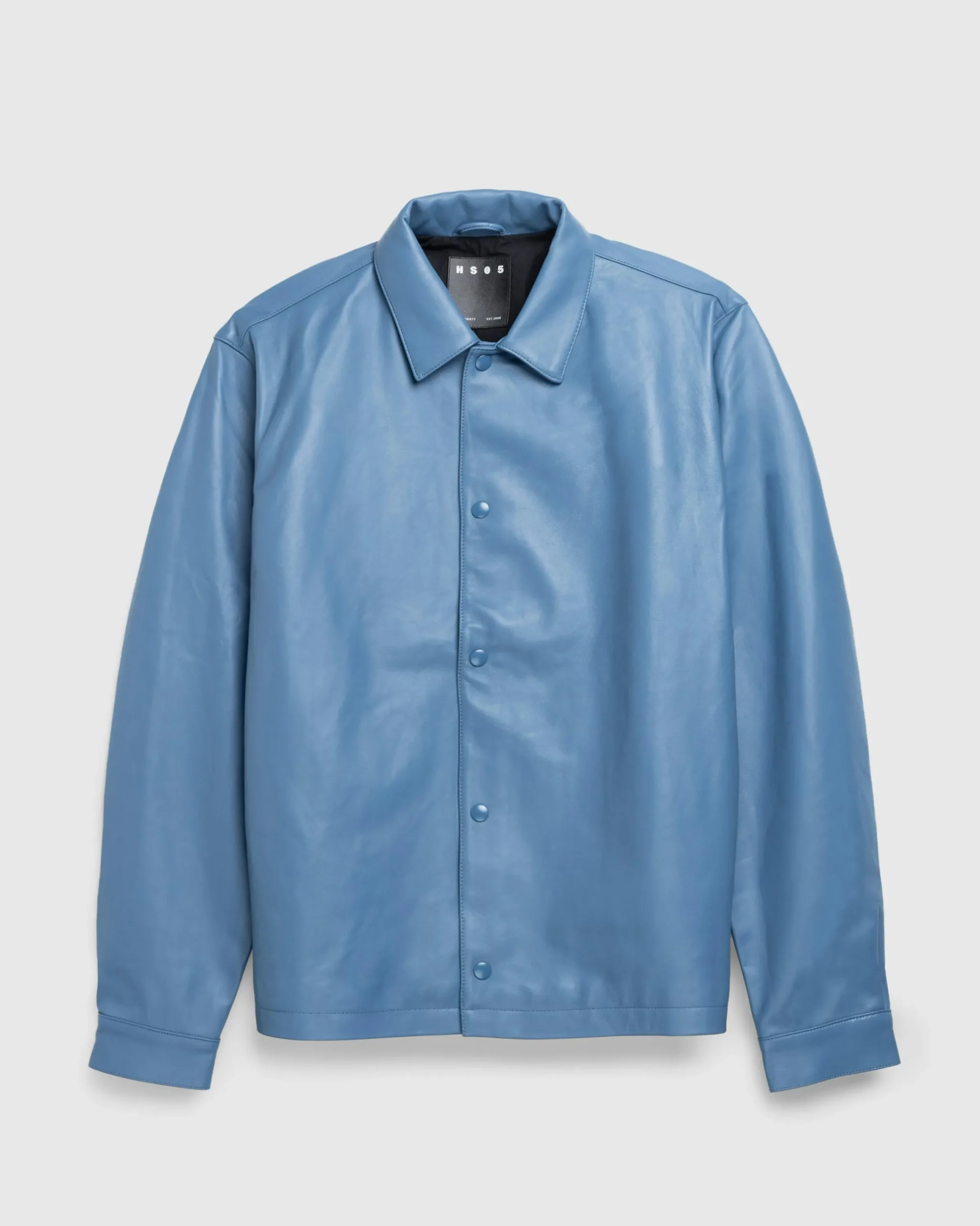 Highsnobiety HS05 Leather Shirt Jacket Blue- Outerwear