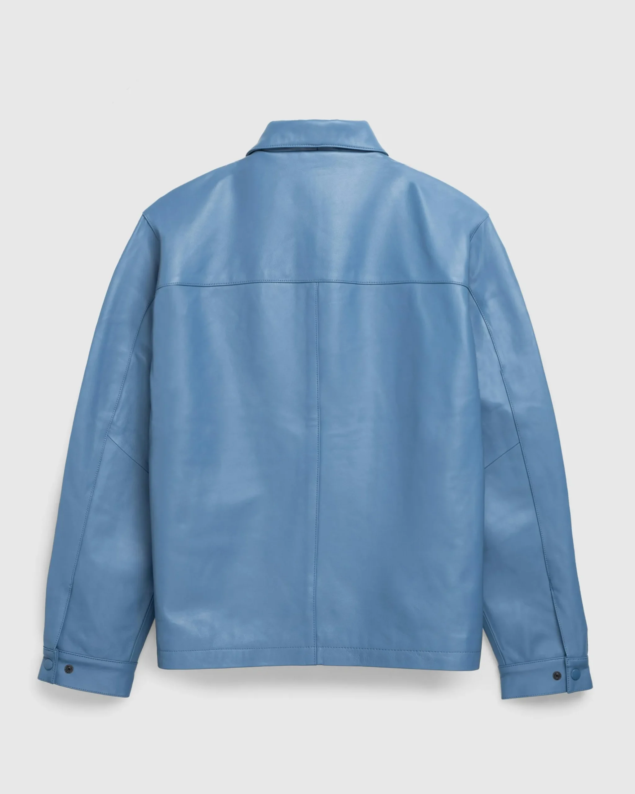 Highsnobiety HS05 Leather Shirt Jacket Blue- Outerwear