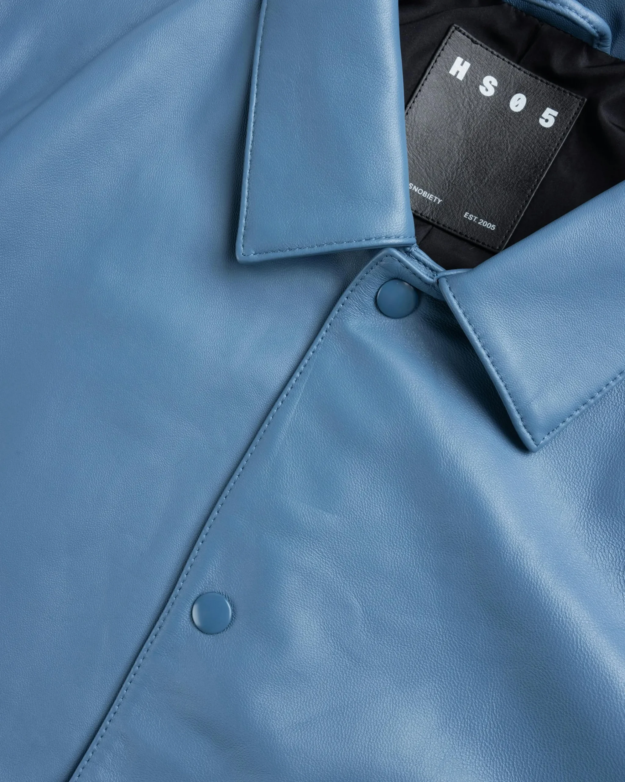 Highsnobiety HS05 Leather Shirt Jacket Blue- Outerwear