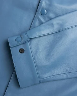 Highsnobiety HS05 Leather Shirt Jacket Blue- Outerwear