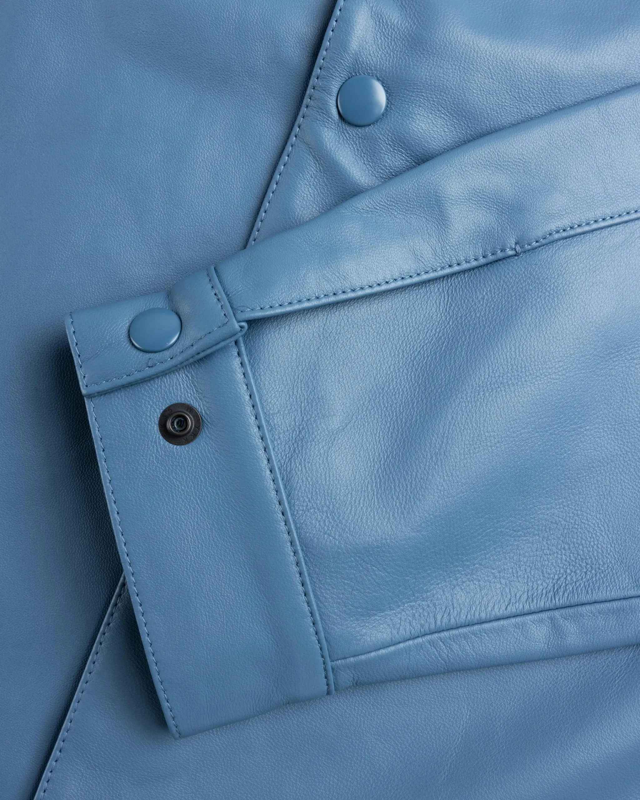 Highsnobiety HS05 Leather Shirt Jacket Blue- Outerwear