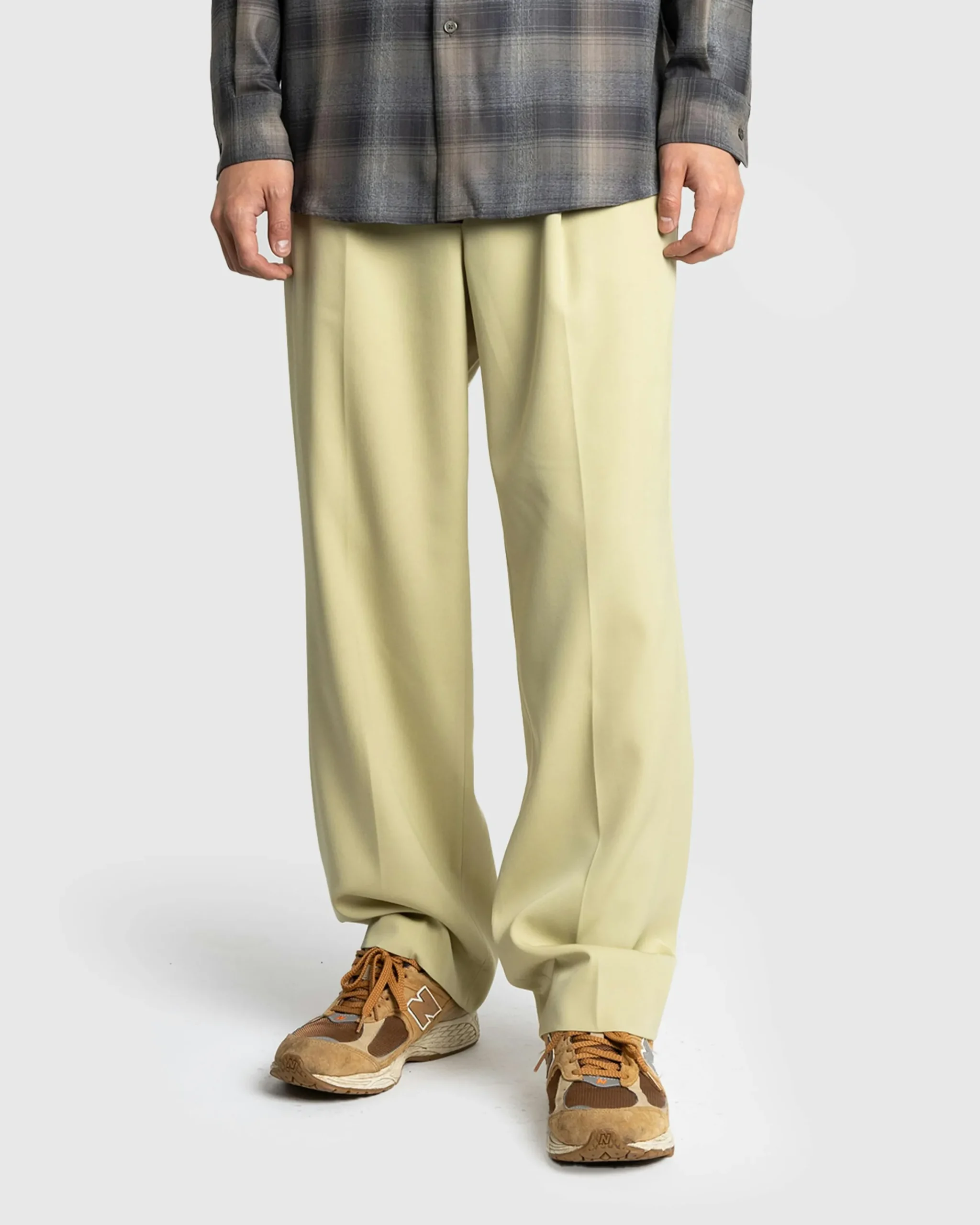 Auralee Light Wool Max Gabardine Two-Tuck Slacks Light Khaki- Pants