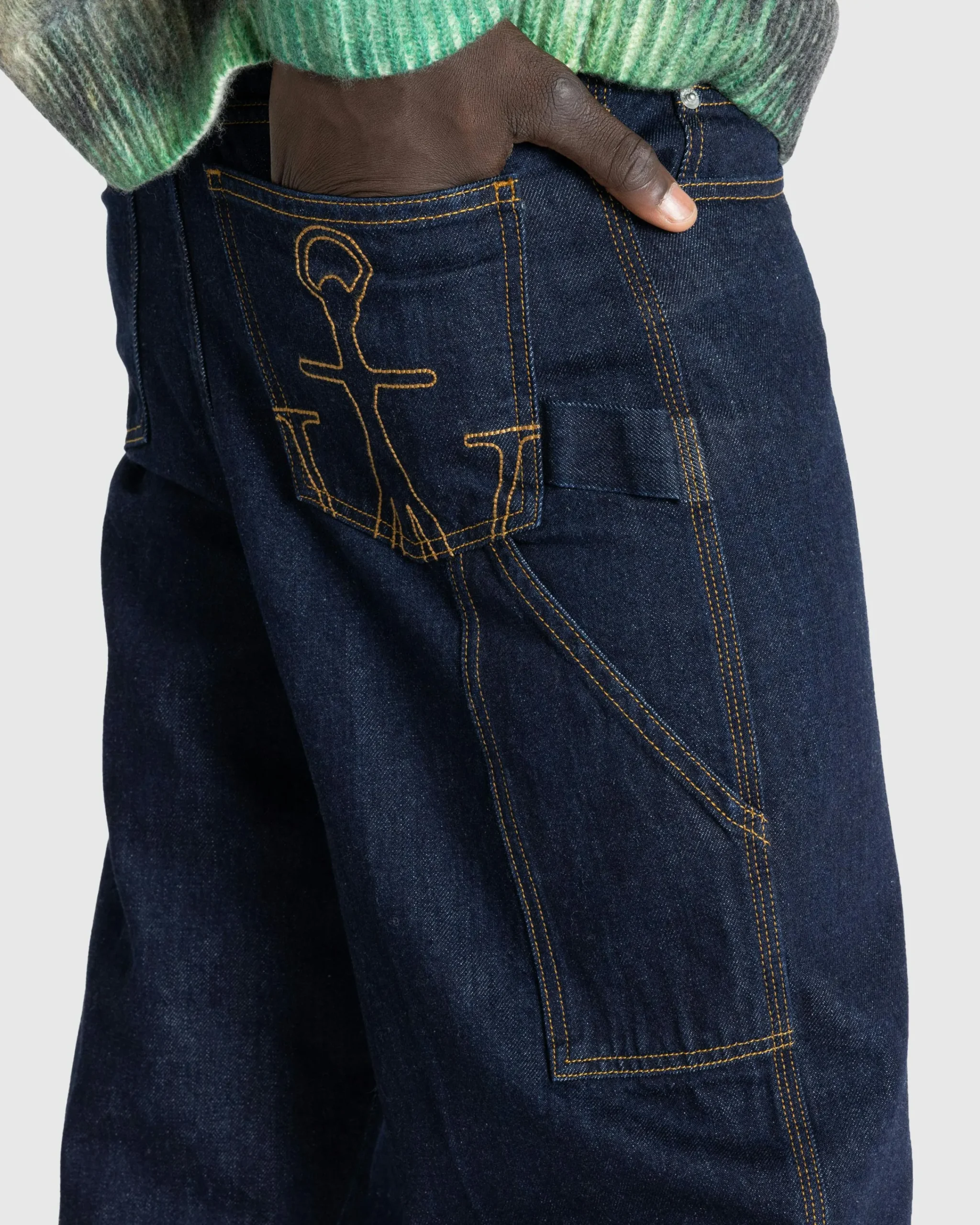 J.W. Anderson Logo Grid Turn Up Workwear Jeans- Pants
