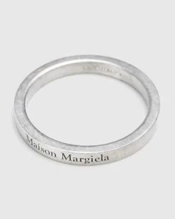 Maison Margiela Logo Ring Palladio Burattato- Jewelry