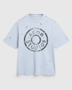 Acne Studios Logo T-Shirt Blue Melange- Tops