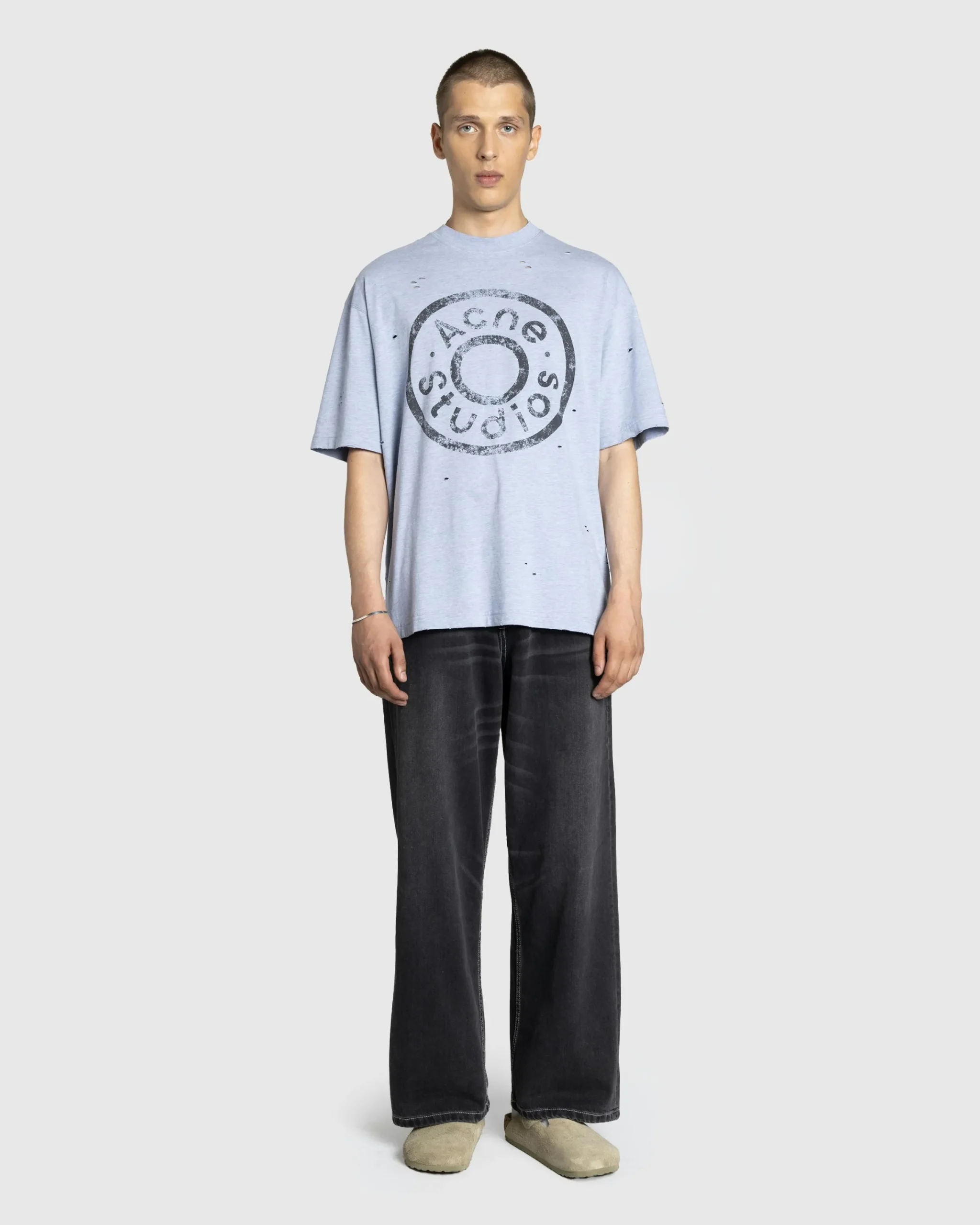 Acne Studios Logo T-Shirt Blue Melange- Tops