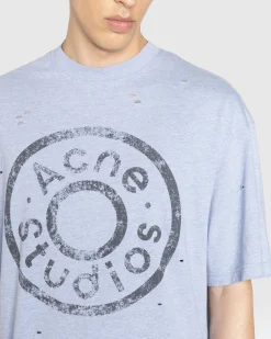 Acne Studios Logo T-Shirt Blue Melange- Tops