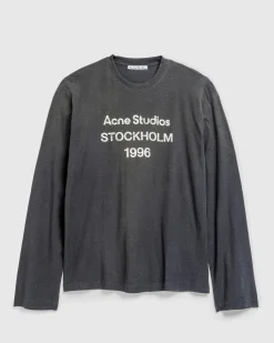 Acne Studios Logo T-Shirt Faded Black- Tops