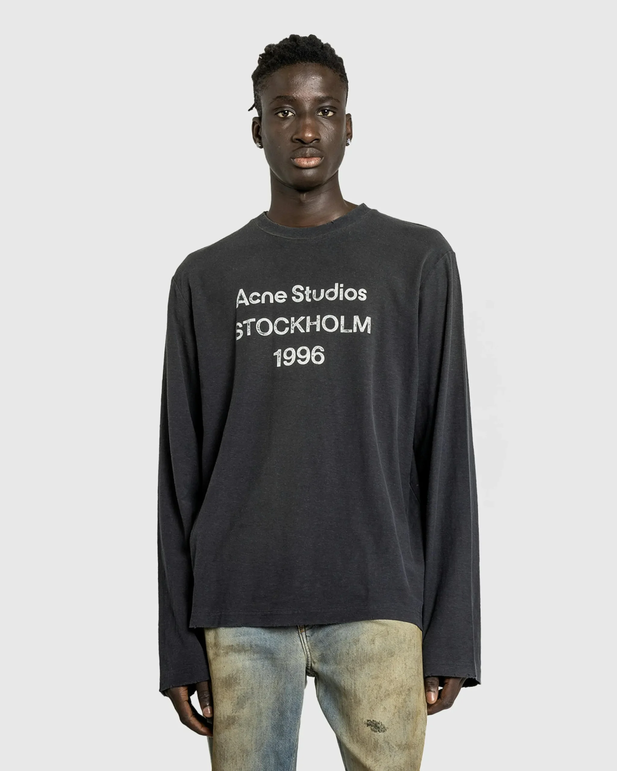 Acne Studios Logo T-Shirt Faded Black- Tops