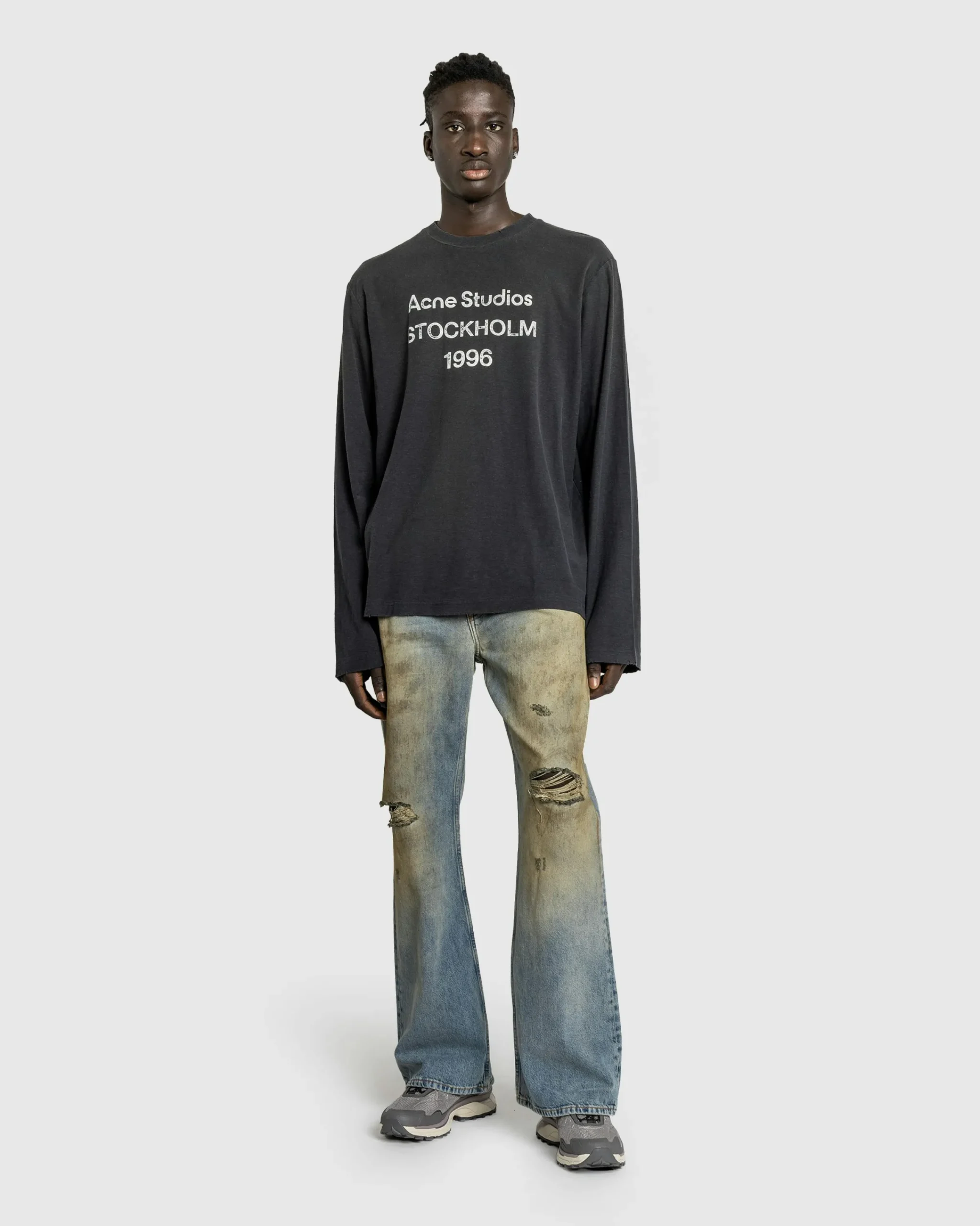 Acne Studios Logo T-Shirt Faded Black- Tops