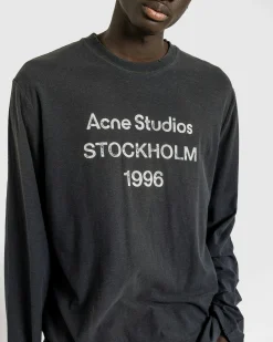 Acne Studios Logo T-Shirt Faded Black- Tops