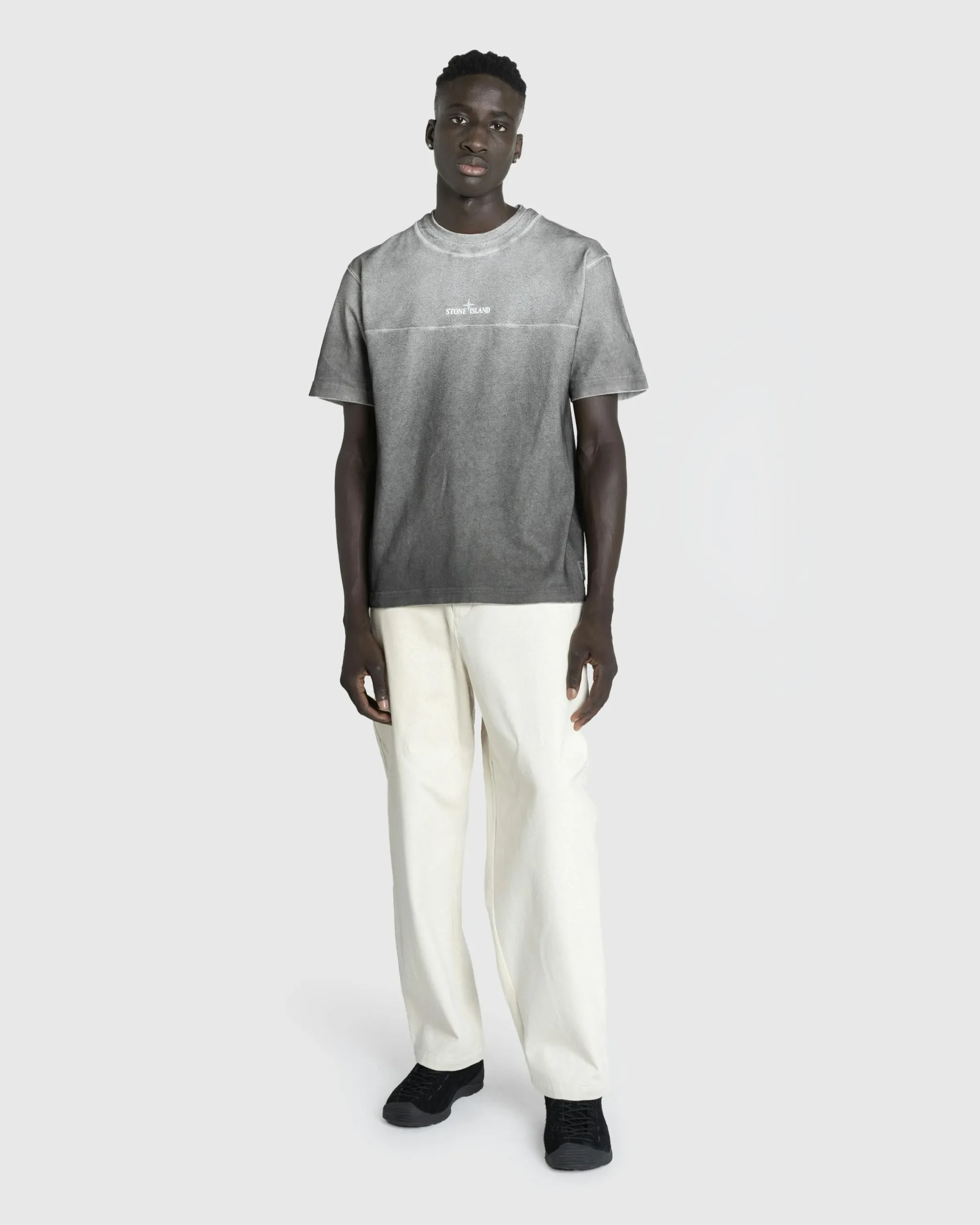 Stone Island Logo T-Shirt Lead Grey- Tops