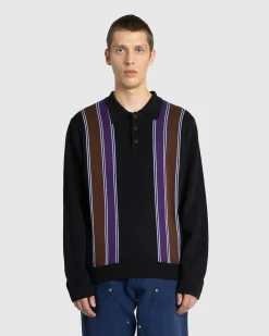 Carhartt WIP Longsleeve Arlo Polo Black/Kendricks Stripe- Tops