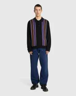 Carhartt WIP Longsleeve Arlo Polo Black/Kendricks Stripe- Tops