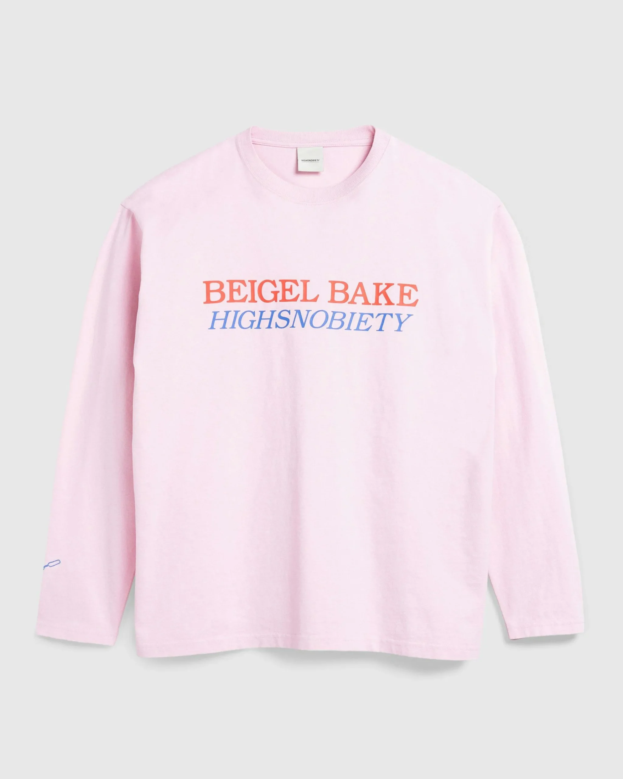 Beigel Bake Long-Sleeve Logo Tee Pink- Tops