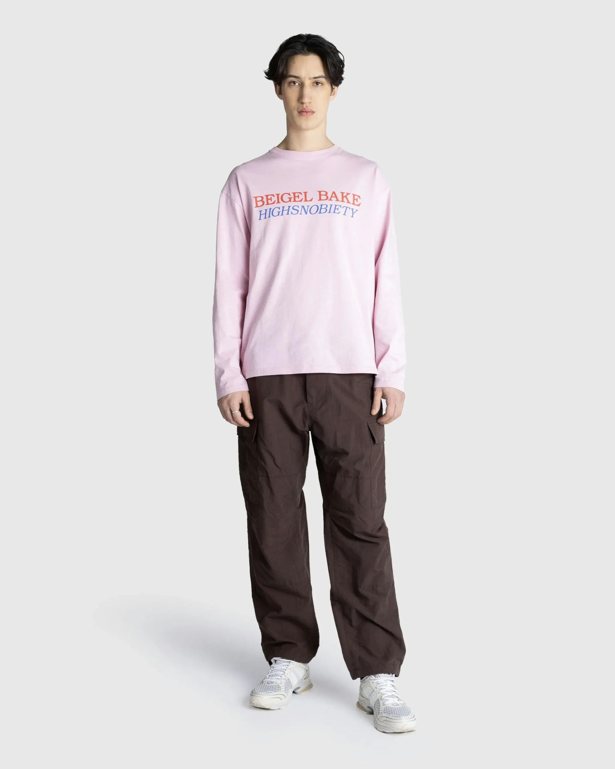 Beigel Bake Long-Sleeve Logo Tee Pink- Tops