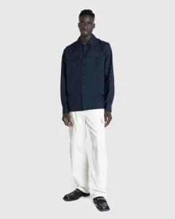 Marni L/S Virgin Wool Shirt Blue Black- Shirts
