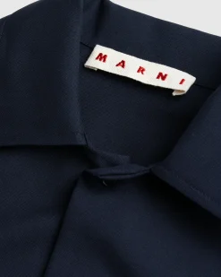Marni L/S Virgin Wool Shirt Blue Black- Shirts
