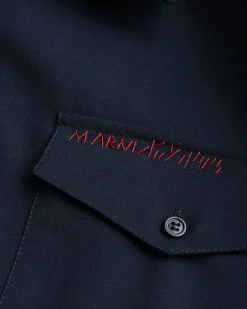 Marni L/S Virgin Wool Shirt Blue Black- Shirts