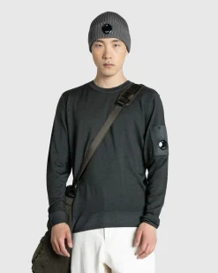 C.P. Company Merino Wool Fast Dyed Crewneck Knit Grape Leaf- Knitwear