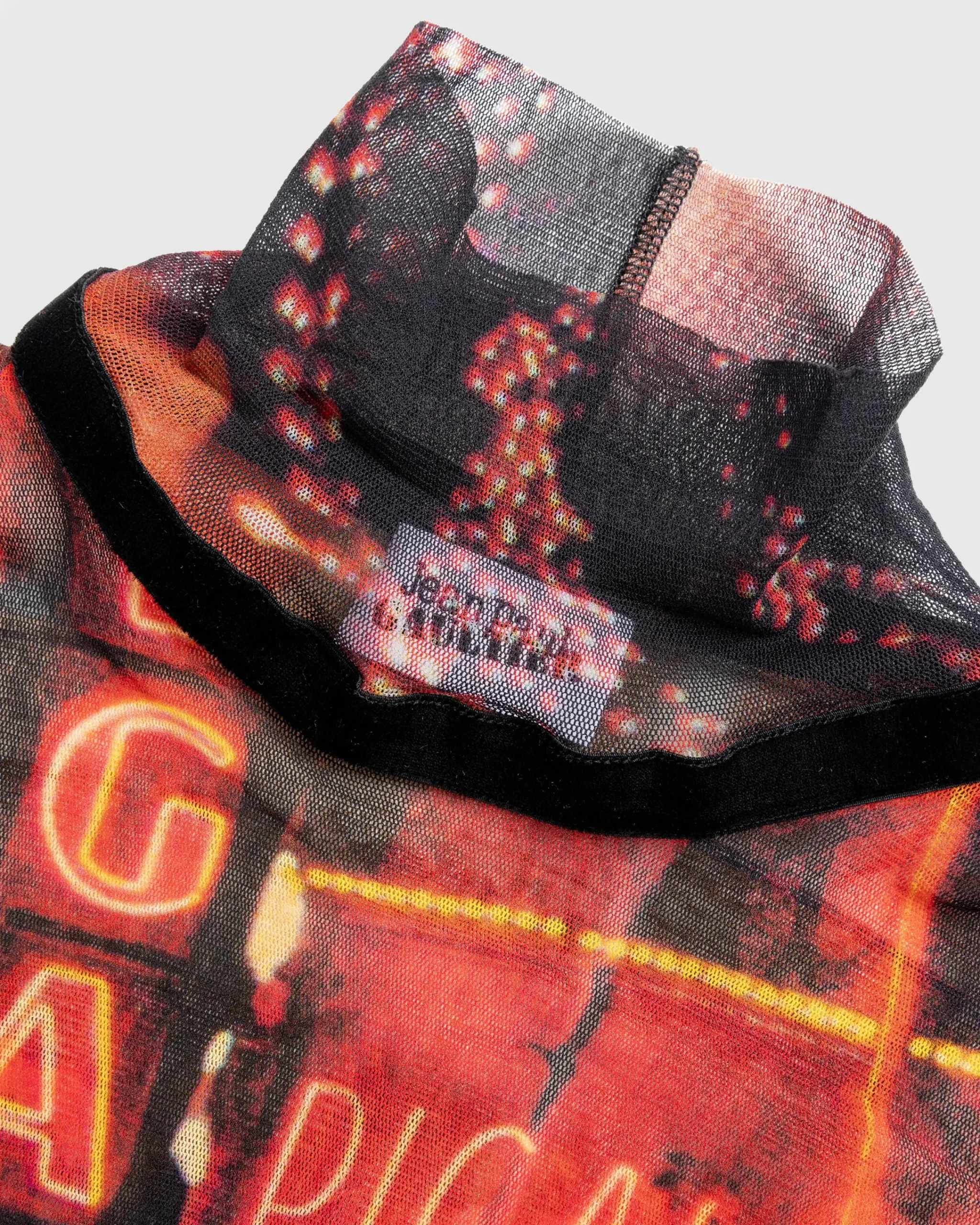 Jean Paul Gaultier Mesh Long-Sleeve Top Printed "Pigalle"- Knitwear