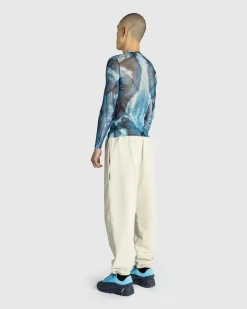 Jean Paul Gaultier Mesh Long-Sleeve Top Printed "Ecorche" Blue/Light blue/White- Tops
