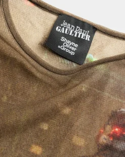 Jean Paul Gaultier Mesh Long-Sleeve Top Printed "City"- Tops