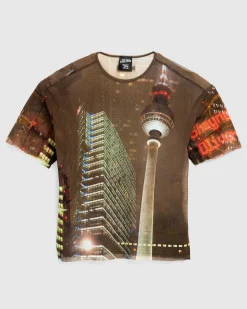 Jean Paul Gaultier Mesh Oversized Tee Printed "City"- Tops
