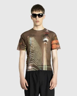 Jean Paul Gaultier Mesh Oversized Tee Printed "City"- Tops