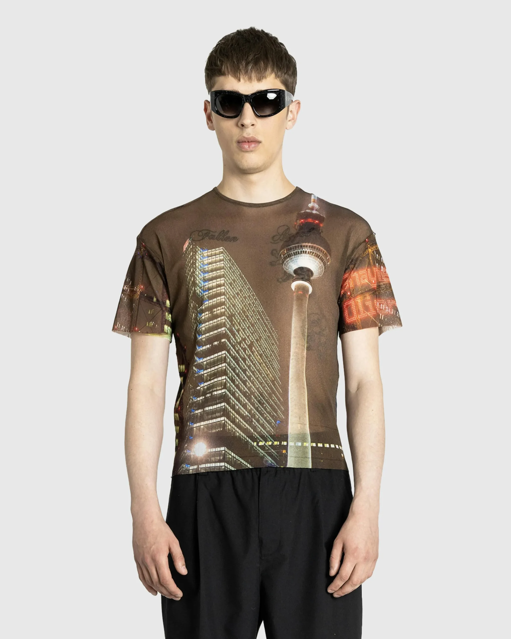 Jean Paul Gaultier Mesh Oversized Tee Printed "City"- Tops