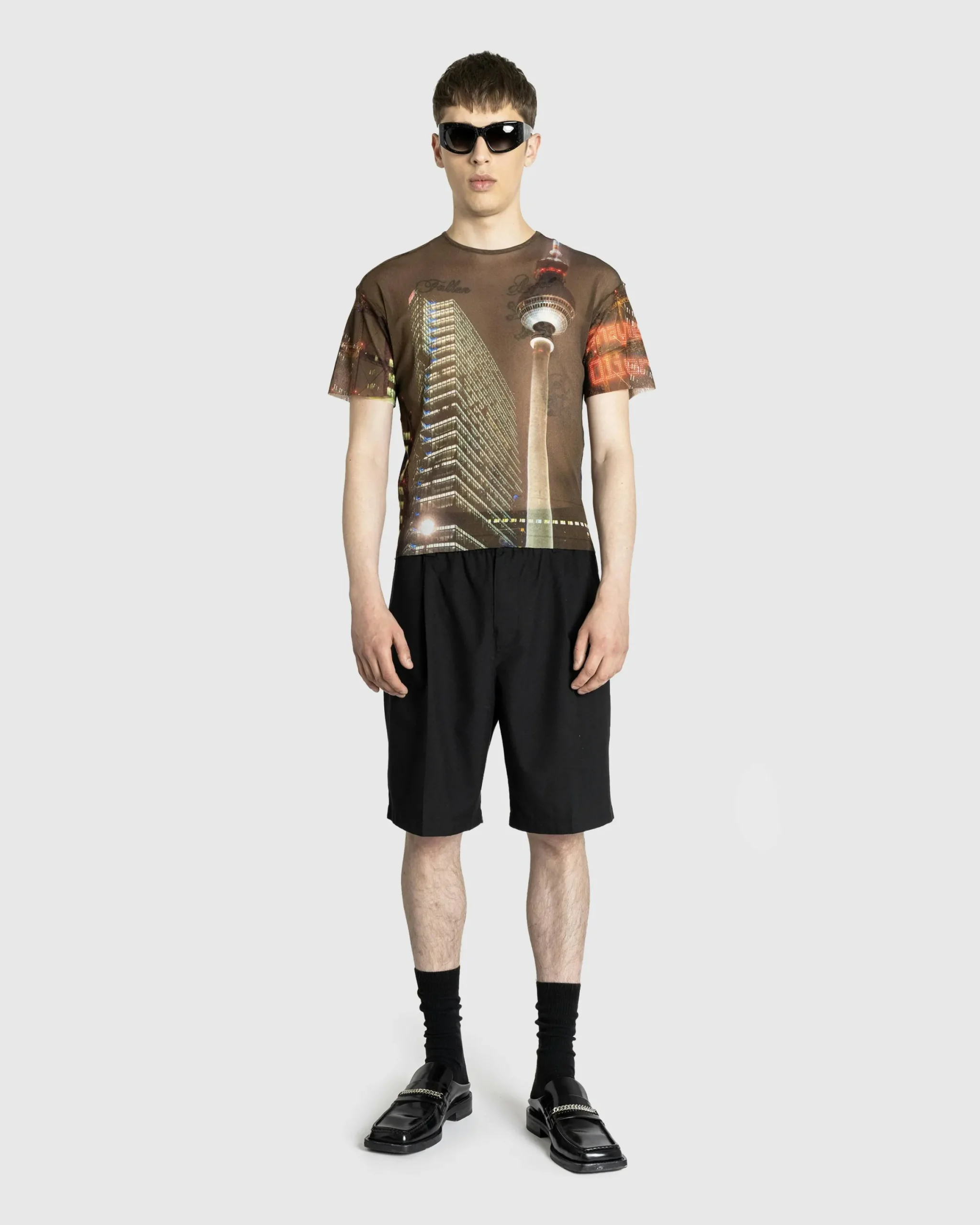 Jean Paul Gaultier Mesh Oversized Tee Printed "City"- Tops
