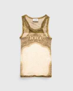 Jean Paul Gaultier Mesh Tank Top Printed Cartouche- Tops