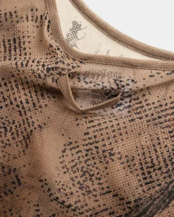 Jean Paul Gaultier Mesh Tank Top Printed "Body" Dark Nude/Black- Tops