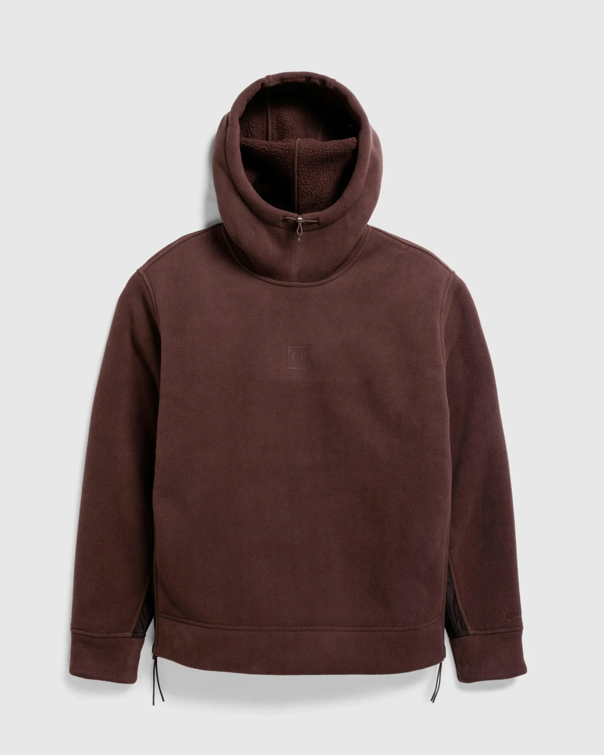 C.P. Company Metropolis Series Bonded Polar Fleece Mixed Hoodie Rum Raisin- Sweats