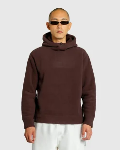 C.P. Company Metropolis Series Bonded Polar Fleece Mixed Hoodie Rum Raisin- Sweats