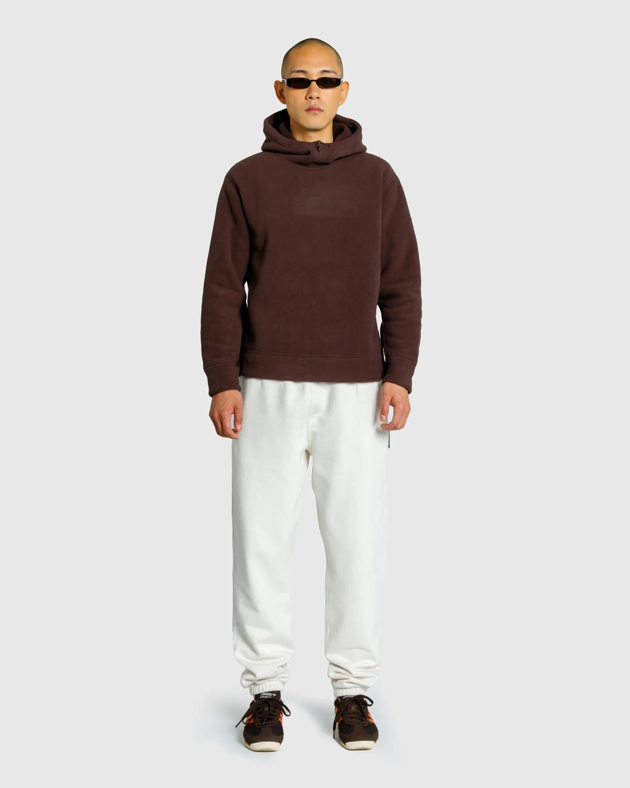 C.P. Company Metropolis Series Bonded Polar Fleece Mixed Hoodie Rum Raisin- Sweats