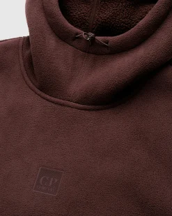 C.P. Company Metropolis Series Bonded Polar Fleece Mixed Hoodie Rum Raisin- Sweats