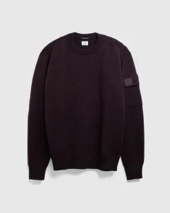 C.P. Company Metropolis Series Extra Fine Merino Wool Crewneck Knit Rum Baisin- Knitwear