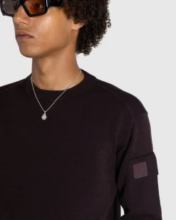 C.P. Company Metropolis Series Extra Fine Merino Wool Crewneck Knit Rum Baisin- Knitwear