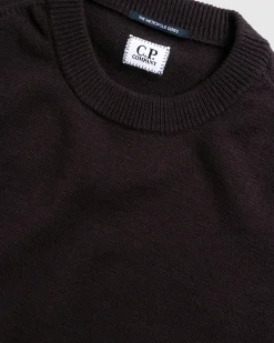 C.P. Company Metropolis Series Extra Fine Merino Wool Crewneck Knit Rum Baisin- Knitwear