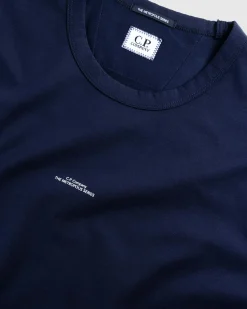 C.P. Company Metropolis Series Mercerized Jersey Printed Logo T-Shirt Sky Captain- Tops