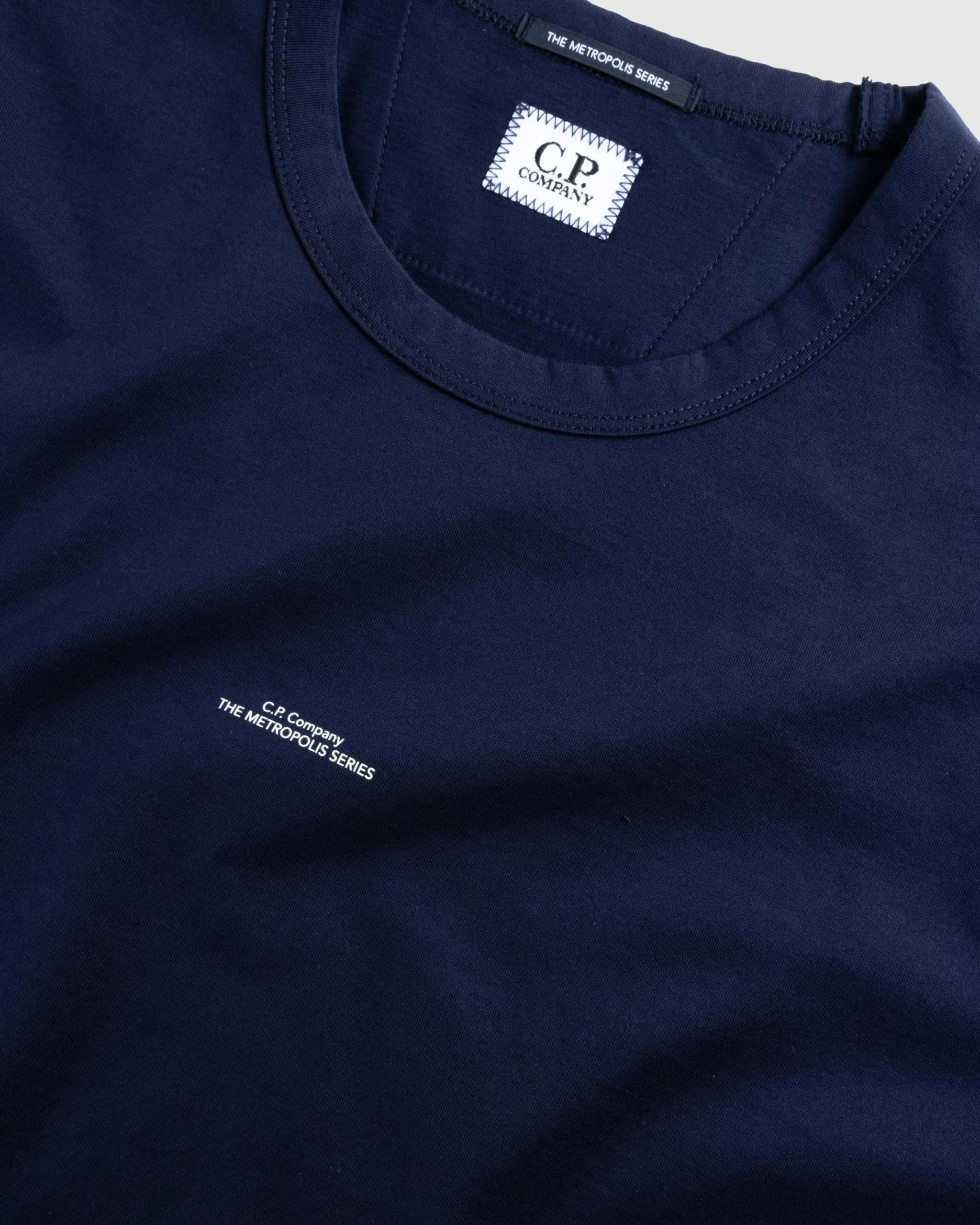 C.P. Company Metropolis Series Mercerized Jersey Printed Logo T-Shirt Sky Captain- Tops