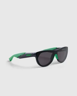 Bottega Veneta Mitre Square Rounded Injected Acetate Sunglasses Black/Green- Sunglasses