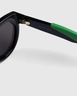 Bottega Veneta Mitre Square Rounded Injected Acetate Sunglasses Black/Green- Sunglasses