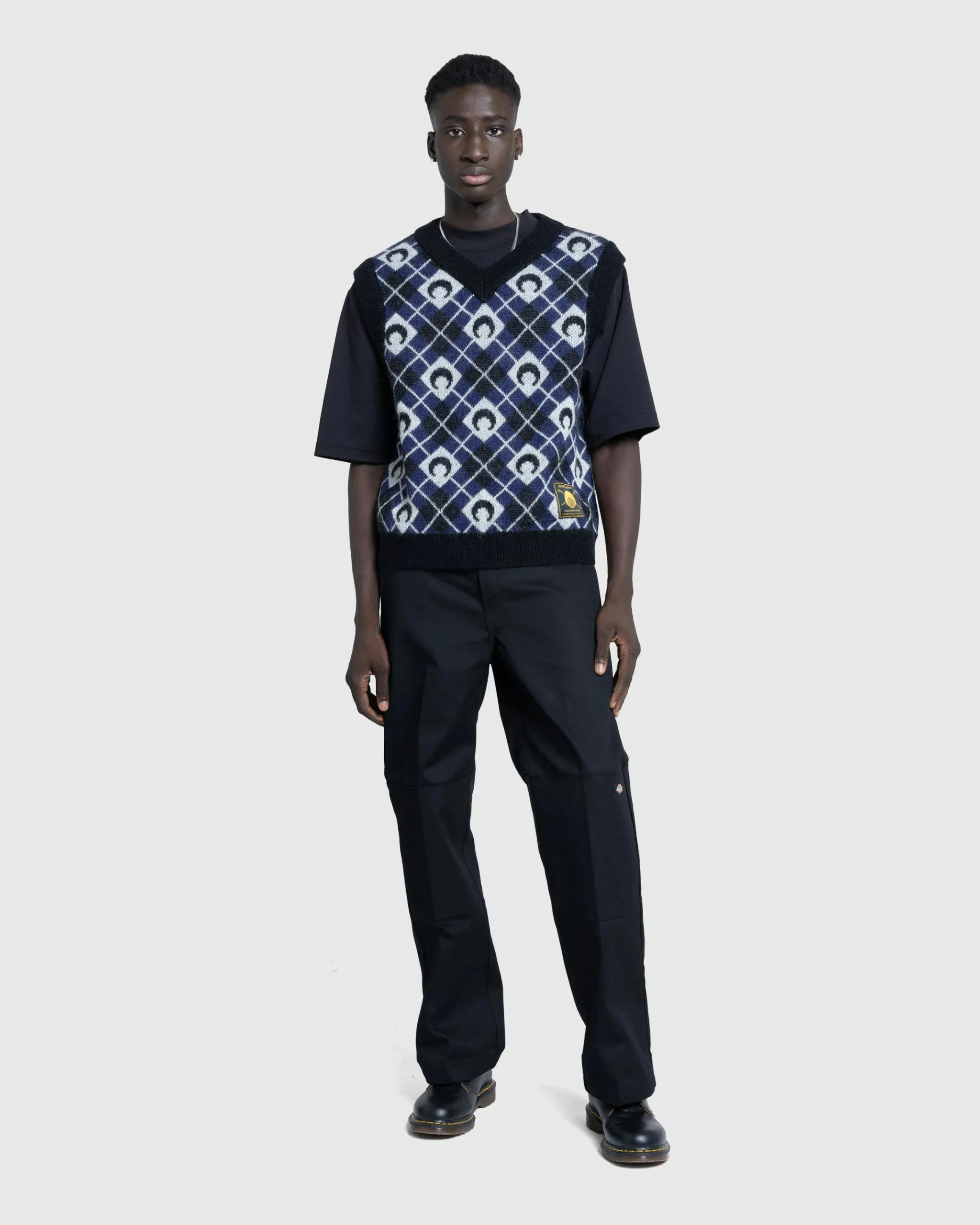 Marine Serre Moon Argyle Knit Vest- Knitwear