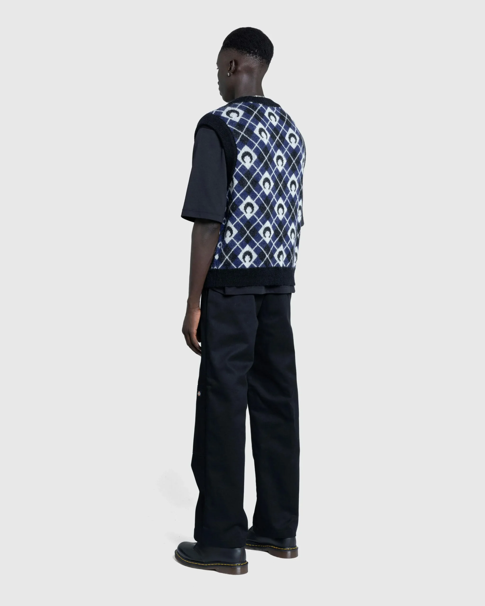 Marine Serre Moon Argyle Knit Vest- Knitwear